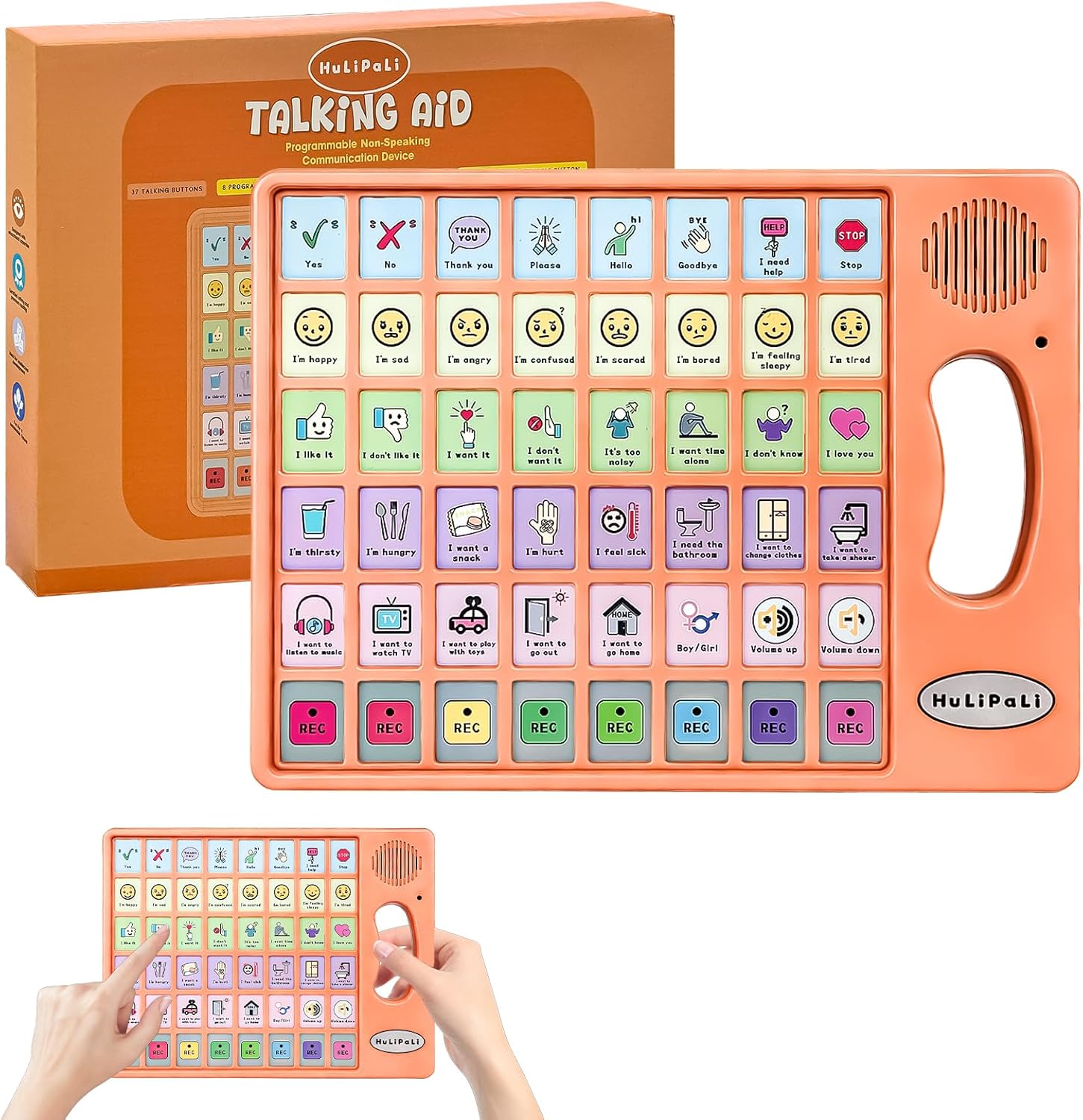 AAC Speech Therapy Device for Autism, Grip Handle, 40 Buttons, Adjustable Volume

