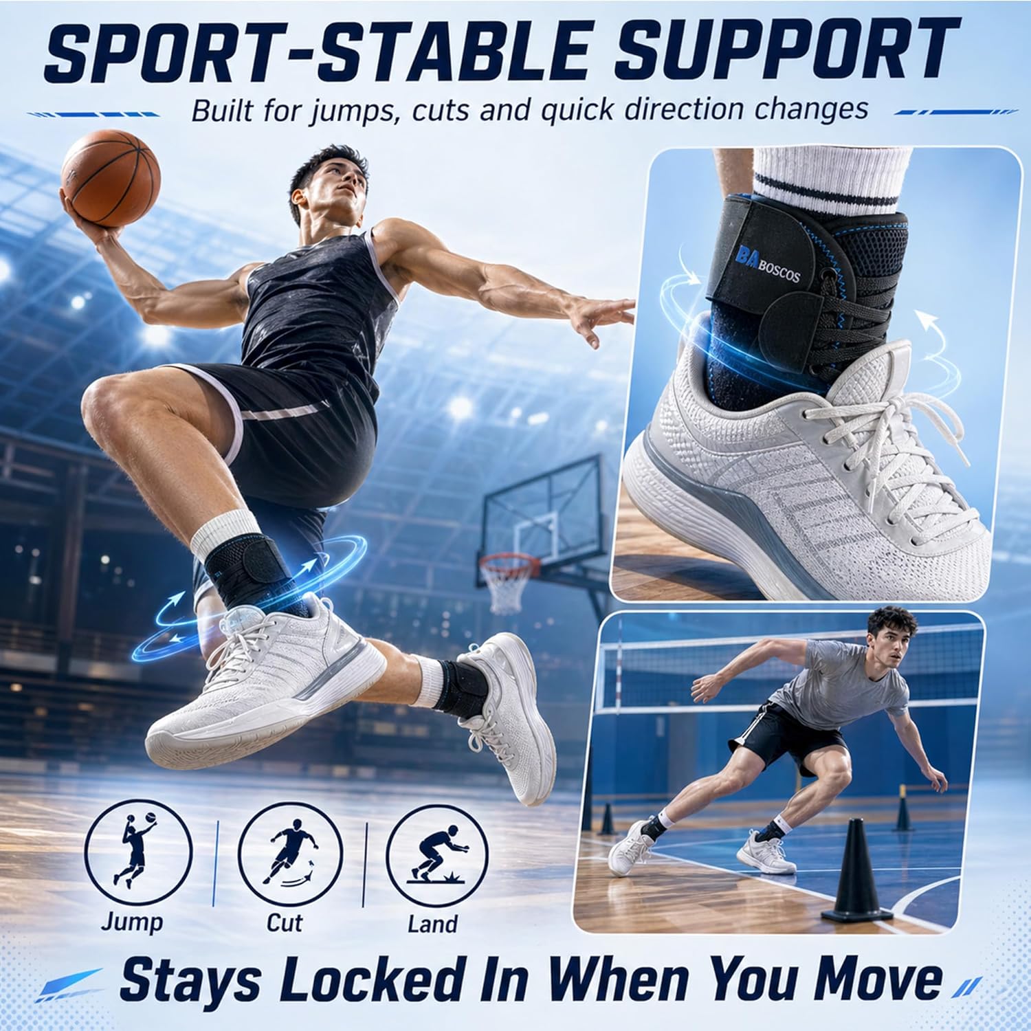 Figure 8 Ankle Brace for Men and Women, Ankle Stabilizer with Pull Lace Fit

