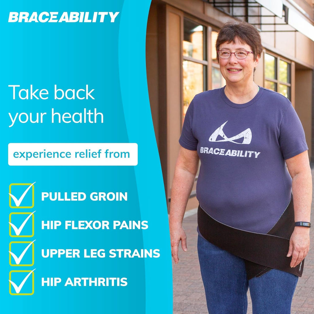 BraceAbility Hip Support Groin Brace with Hamstring Compression for Sciatica Relief

