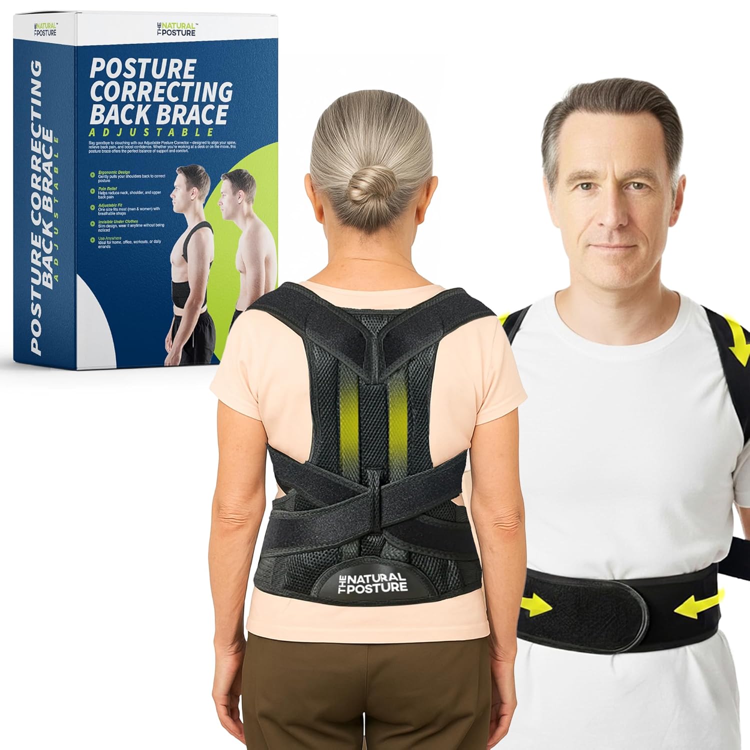 The Natural Posture Lumbar Back Brace Posture Corrector and Shoulder Straightener


