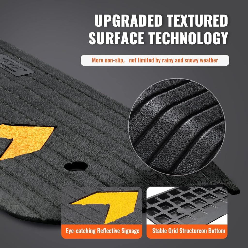 VEVOR Rubber Threshold Ramp for Wheelchairs and Scooters, Non-Slip Curb Ramp

