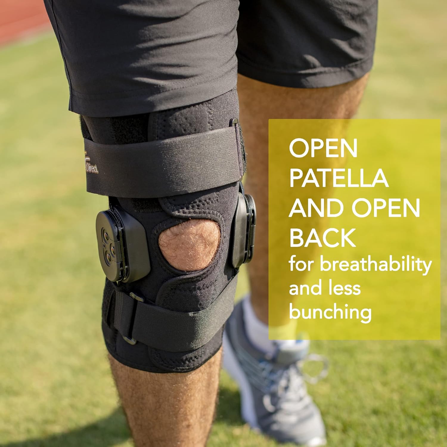 Brace Direct External Deluxe Hinged Knee Brace with Adjustable Wrap and Open Patella

