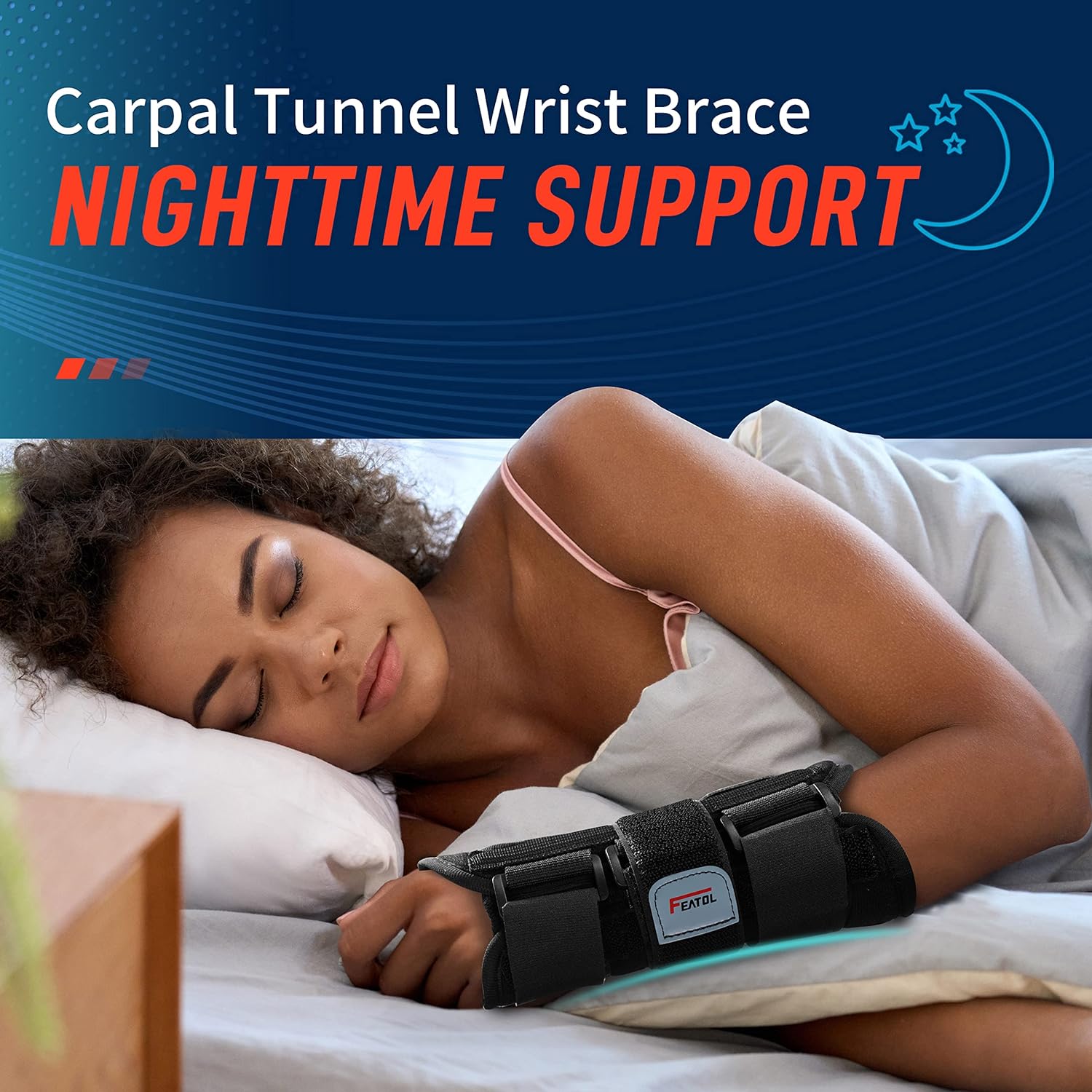 FEATOL Carpal Tunnel Wrist Brace Night Support Wrist Splint for Sleeping

