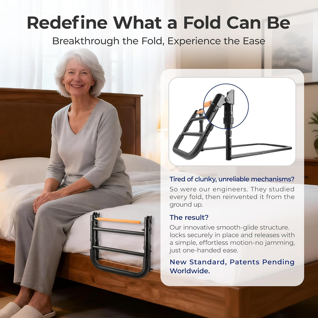 Elderly Bed Assist Rail, Adjustable Height Safety Bed Rails, Tool-Free

