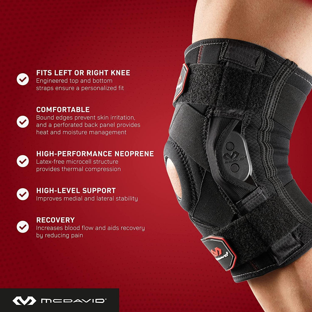 McDavid Hinged Knee Brace with Side Stabilizers, Compression Sleeve and Straps

