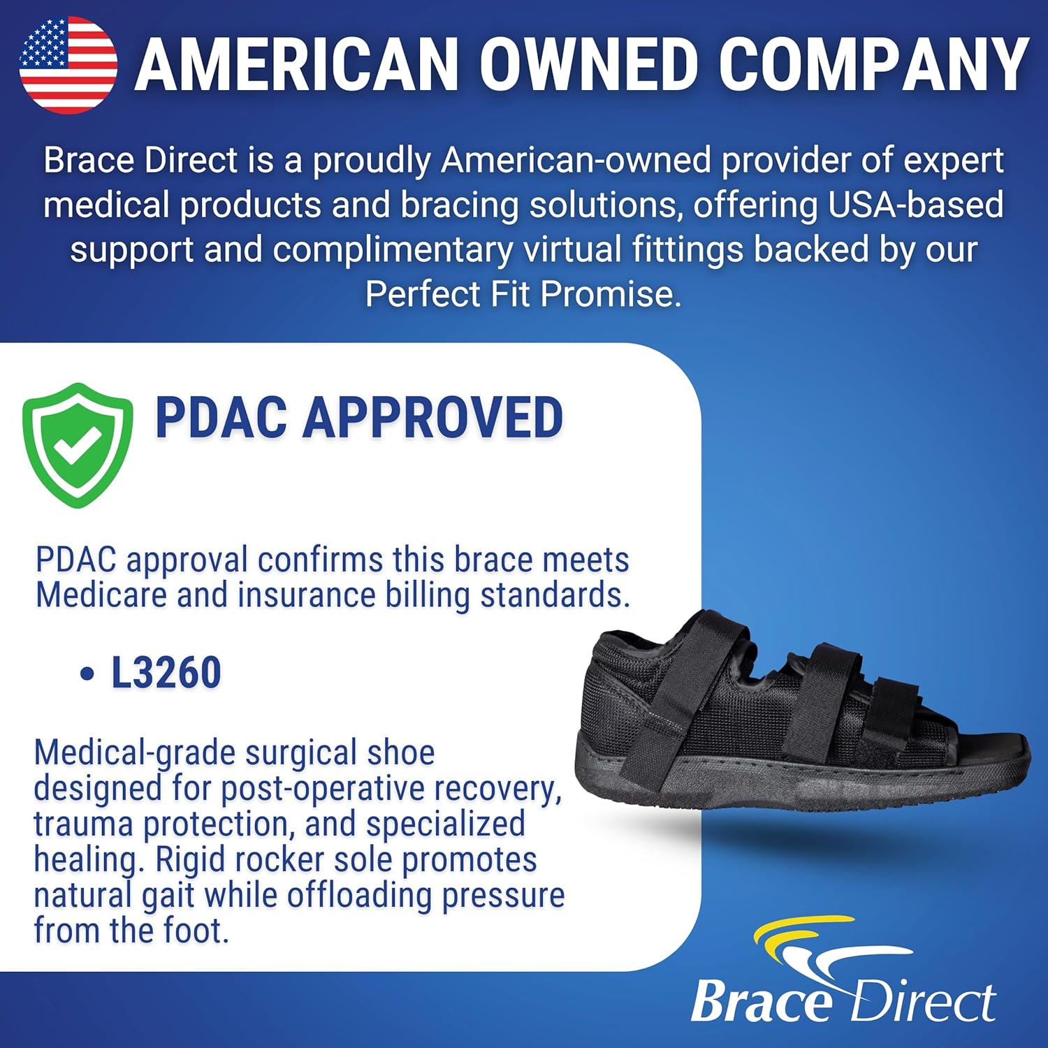 Brace Direct Post-Op Shoe Medical Foot Brace Orthopedic Walking Immobilizer L3260

