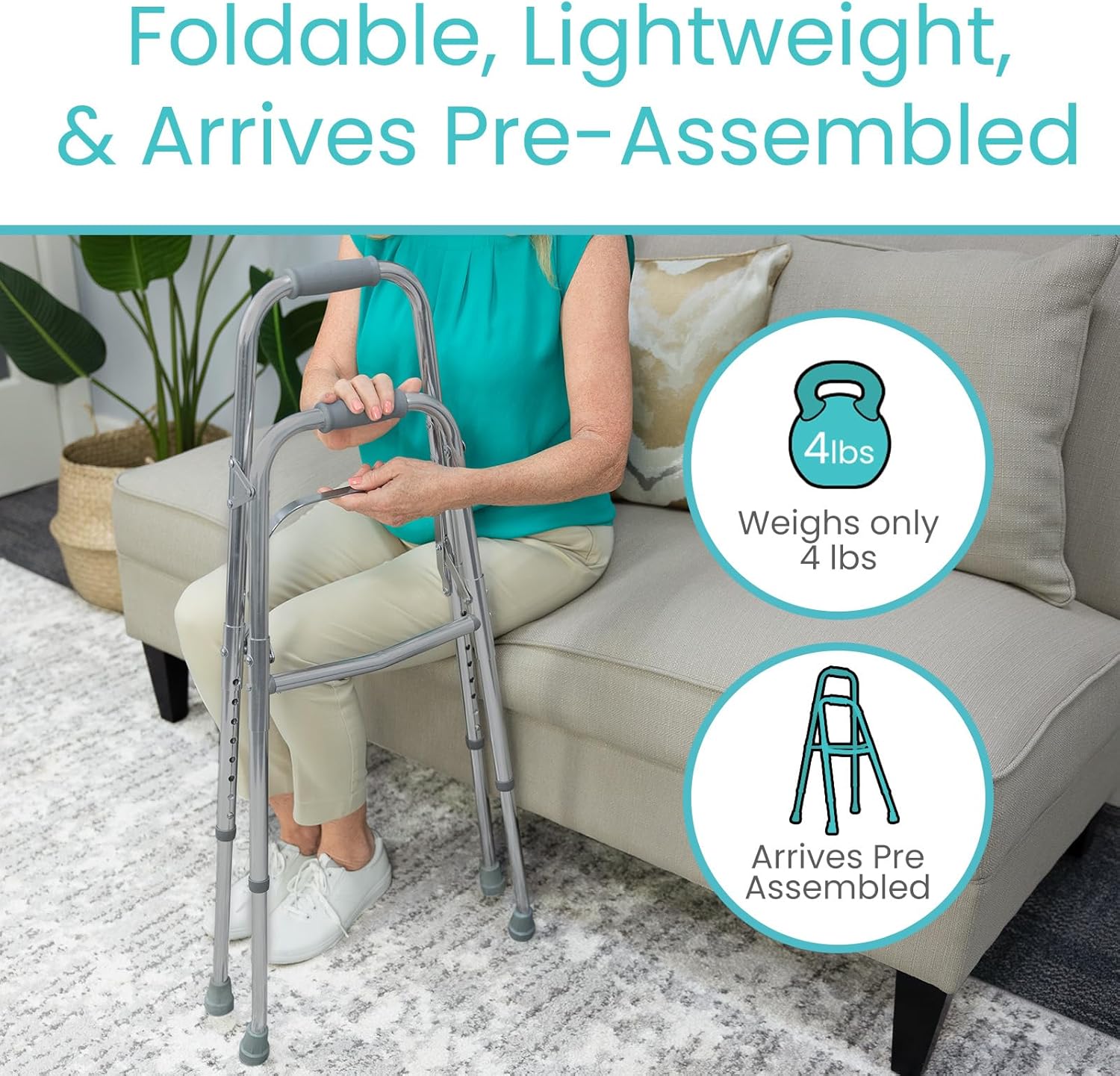 Vive Stand Assist Aid for Seniors, One-Hand Mobility Support, Sit-to-Stand Grab Bar


