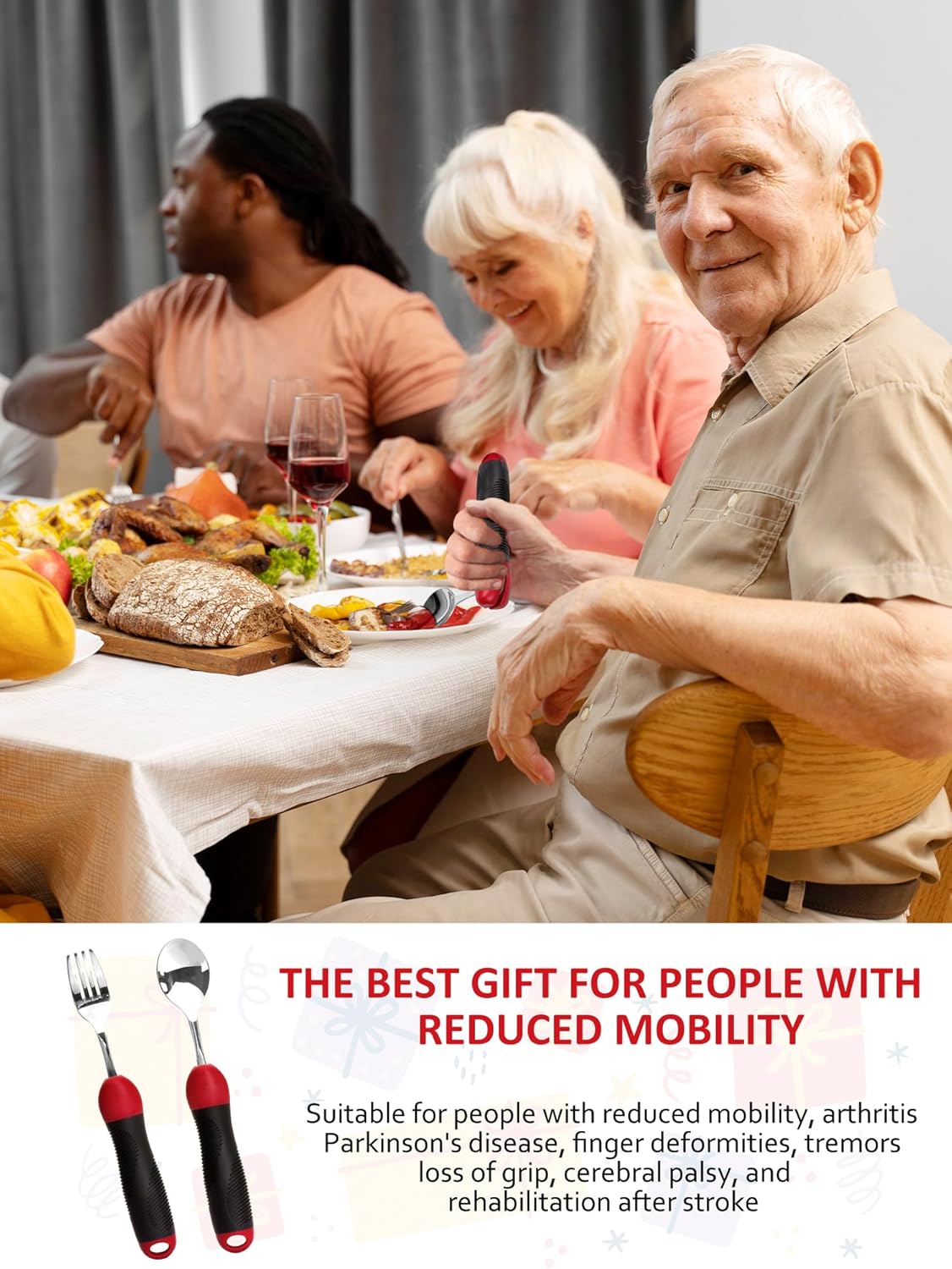 Adaptive Weighted Utensil Spoon and Fork Set for Weak Grip, Tremor, Arthritis

