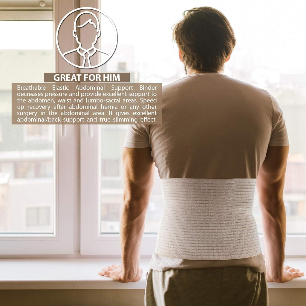 ORTONYX Abdominal Binder 10.25 in for Men and Women, Postpartum Hernia Support Belt


