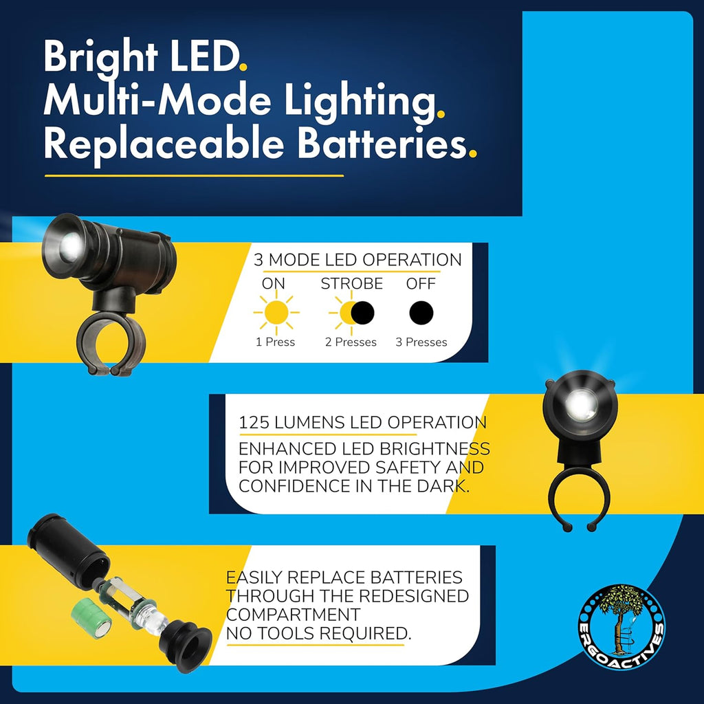 LightBaum 2G LED Clip-On Flashlight for Cane, Crutch, Walker, Wheelchair

