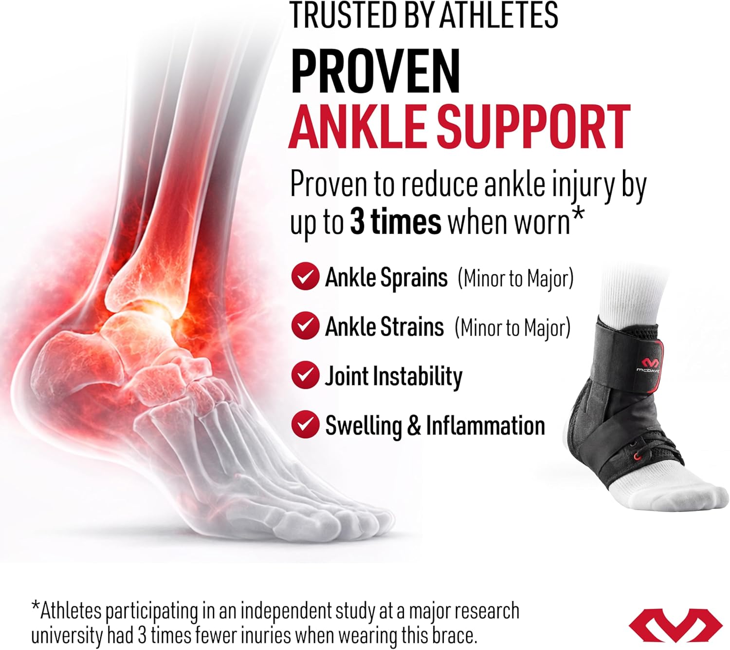 McDavid 195 Ultralight Figure-8 Ankle Brace, Lace-Up Ankle Support Stabilizer

