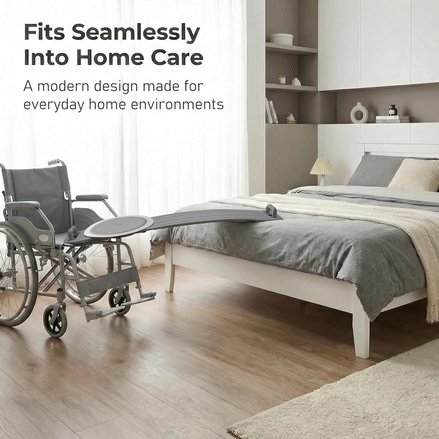 Heavy-Duty Wheelchair Transfer Board with Turntable, Dual Assisted Handles, Non-Slip

