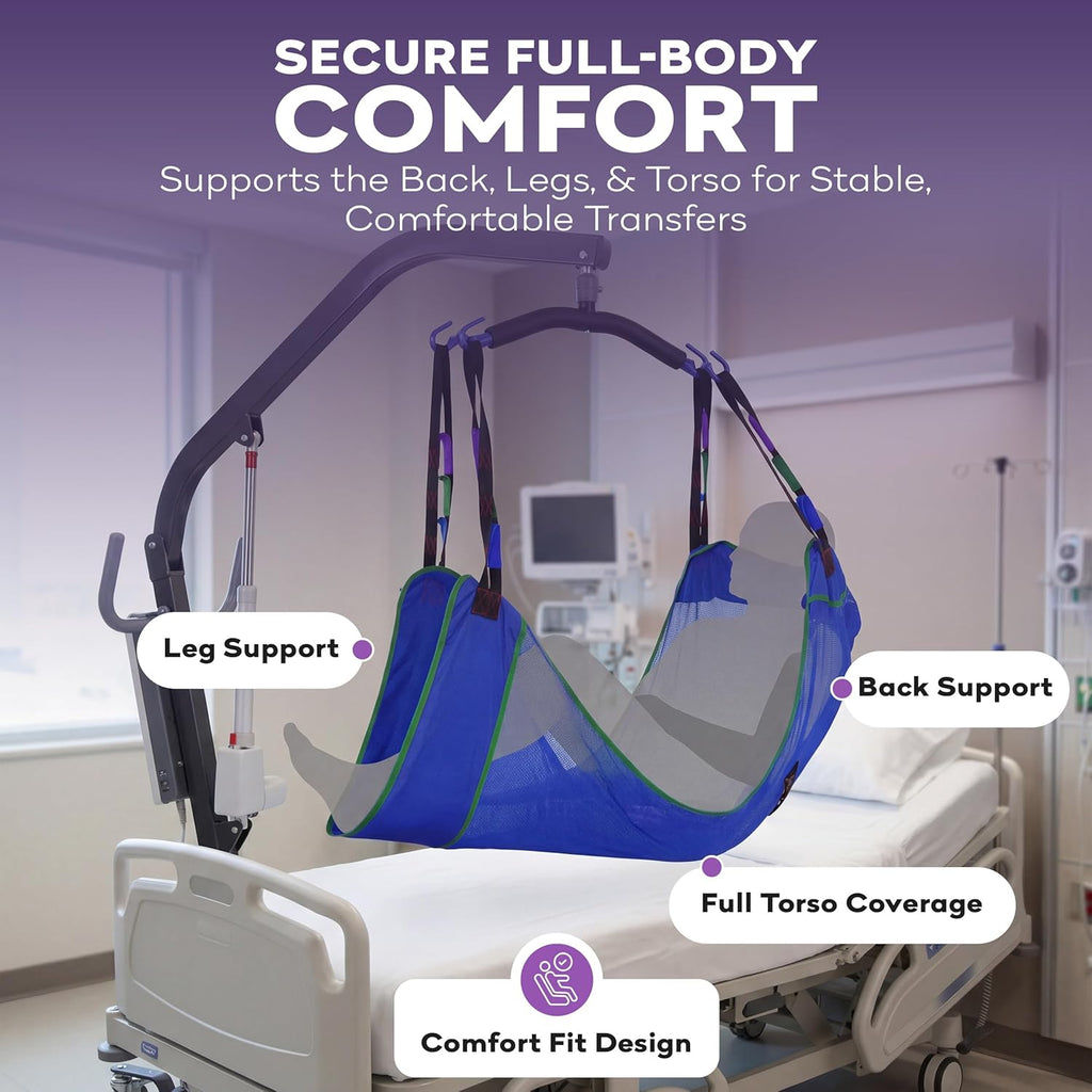 ProHeal Universal Mesh Full Body Patient Lift Sling with Commode Opening, Polyester

