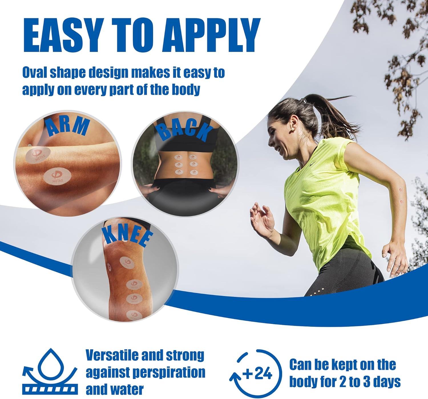 Phiten Metax Power Tape Oval Water-Resistant Athletic Muscle Support Tape

