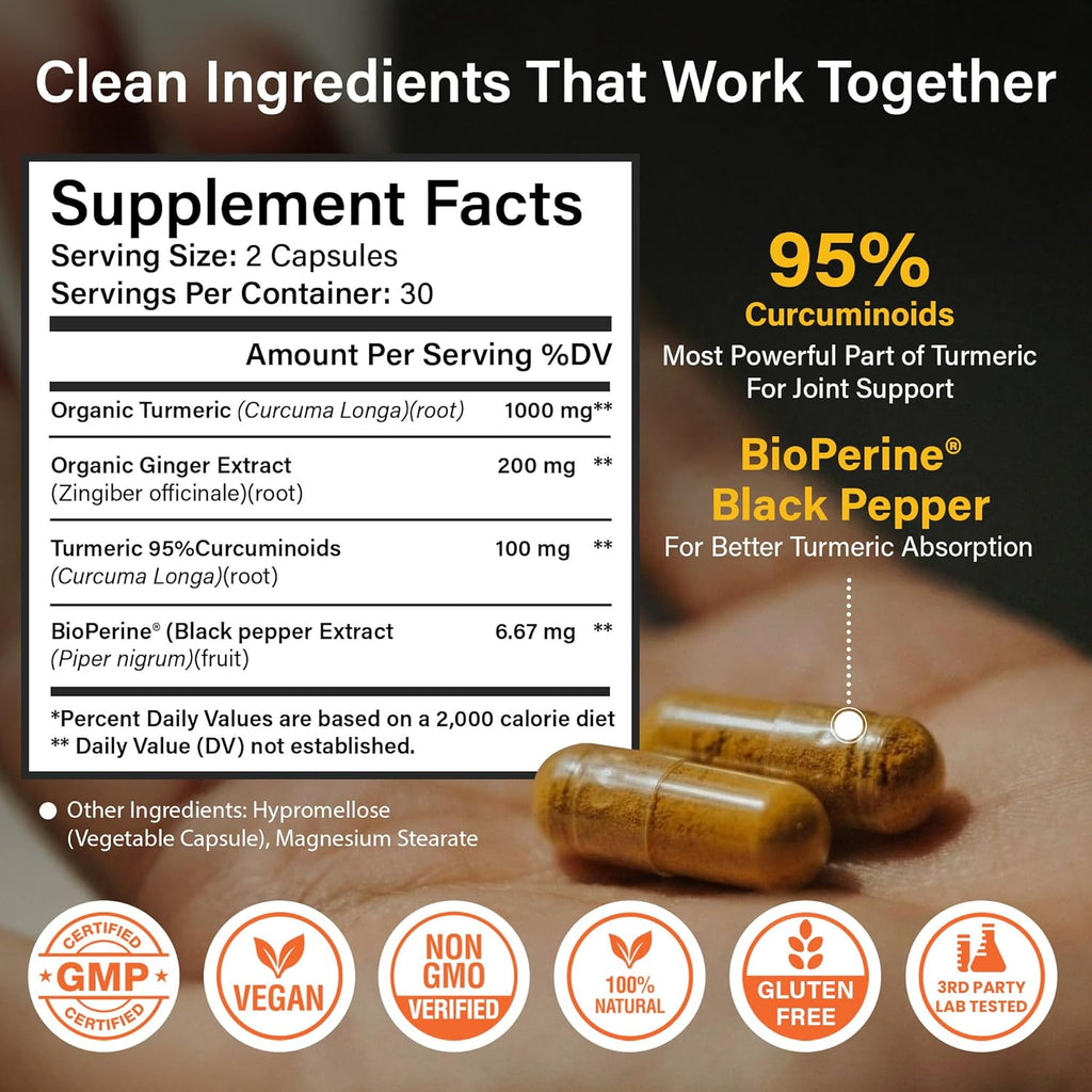 Sleeve Stars Counterforce Elbow Brace with Turmeric Curcumin Supplement Capsules


