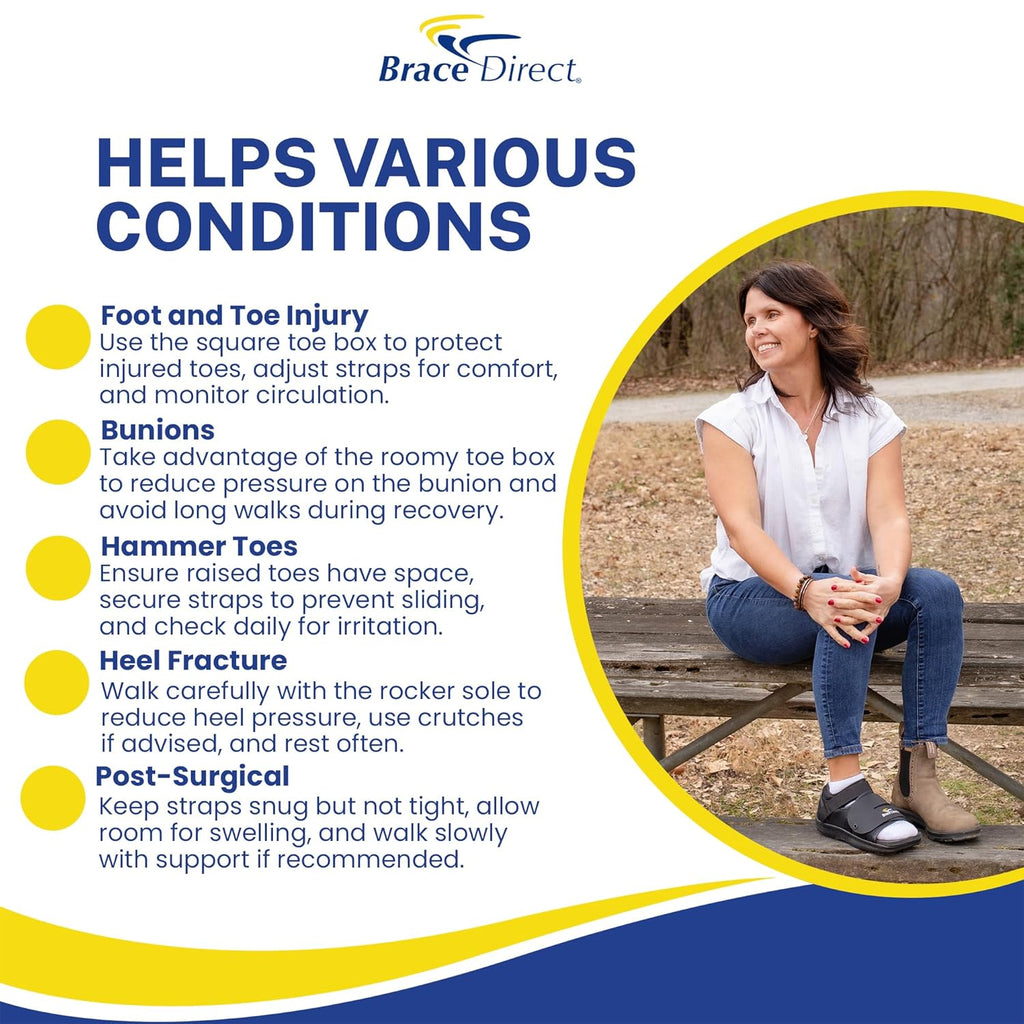 Brace Direct Square Toe Deluxe Post-Op Shoe for Orthopedic Recovery and Fractures


