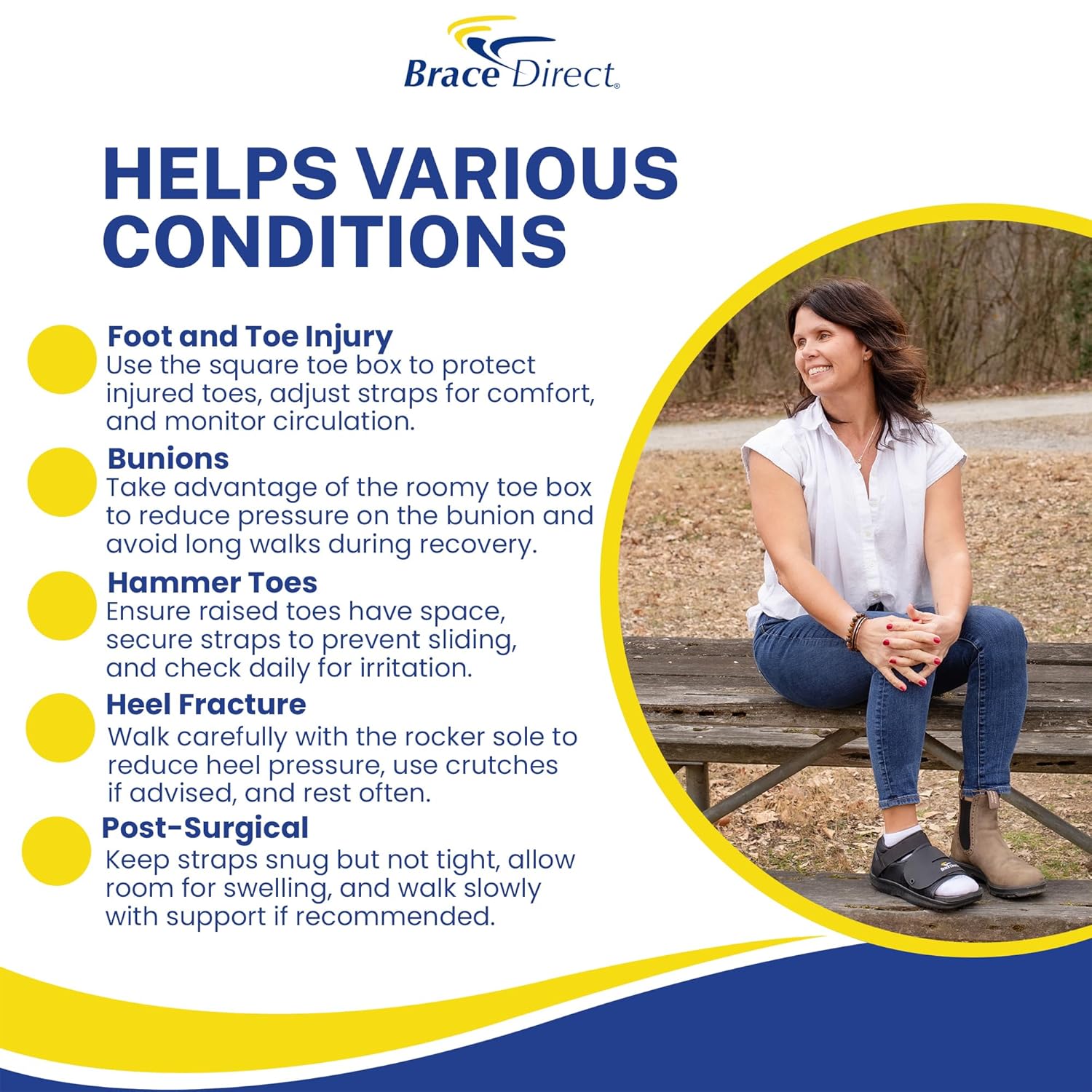 Brace Direct Square Toe Deluxe Post-Op Shoe for Orthopedic Recovery and Fractures

