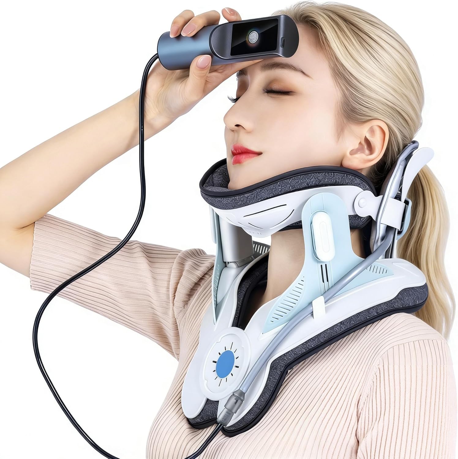 Neck Traction Device for Pain Relief, Cervical Traction with Electric Air Pump

