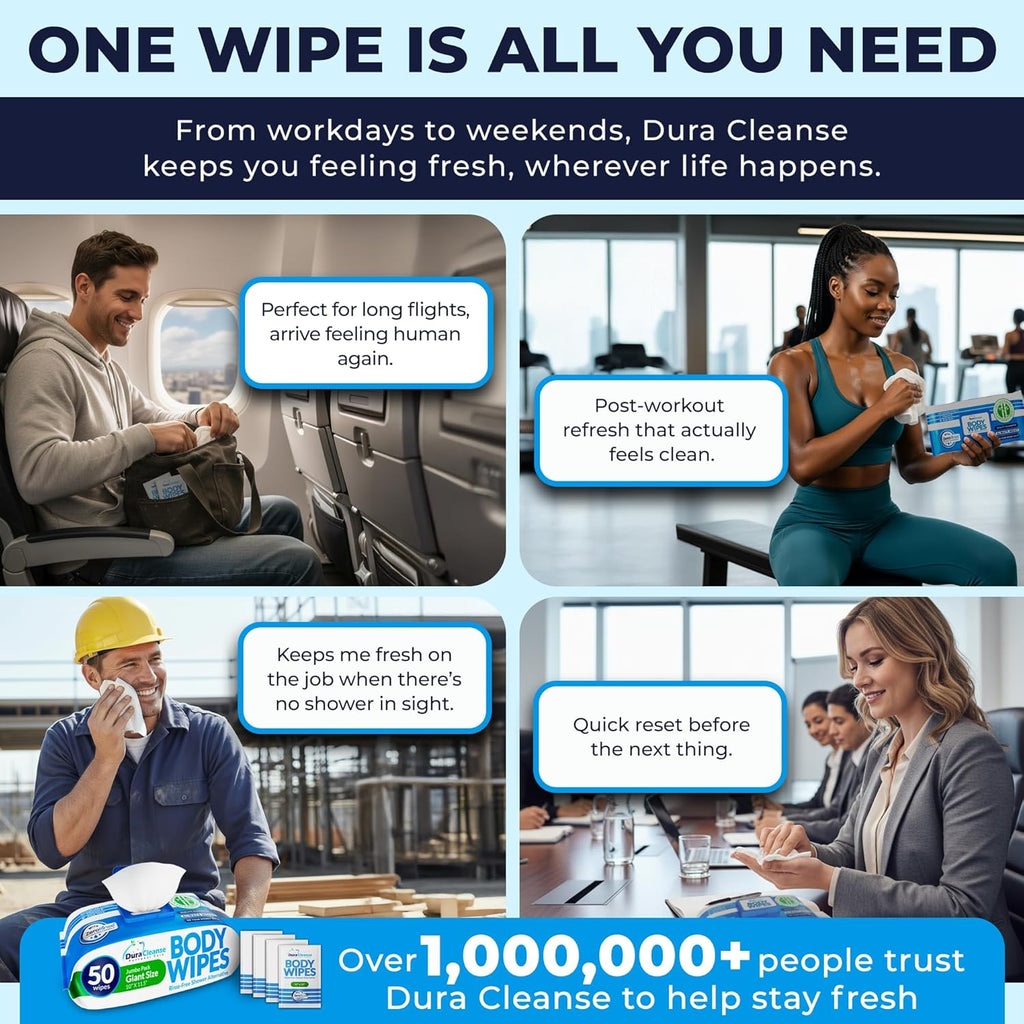 XL No-Rinse Body Wipes with Waterless Washcloths, 200 Wipes + 16 Travel Sheets


