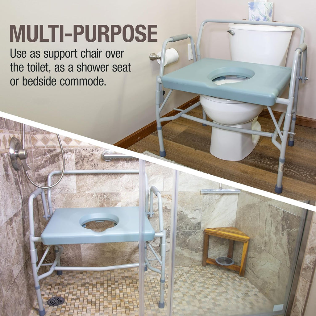 DMI Drop Arm Over-Toilet Toilet Chair with Extra-Wide Seat, 500 lb Capacity

