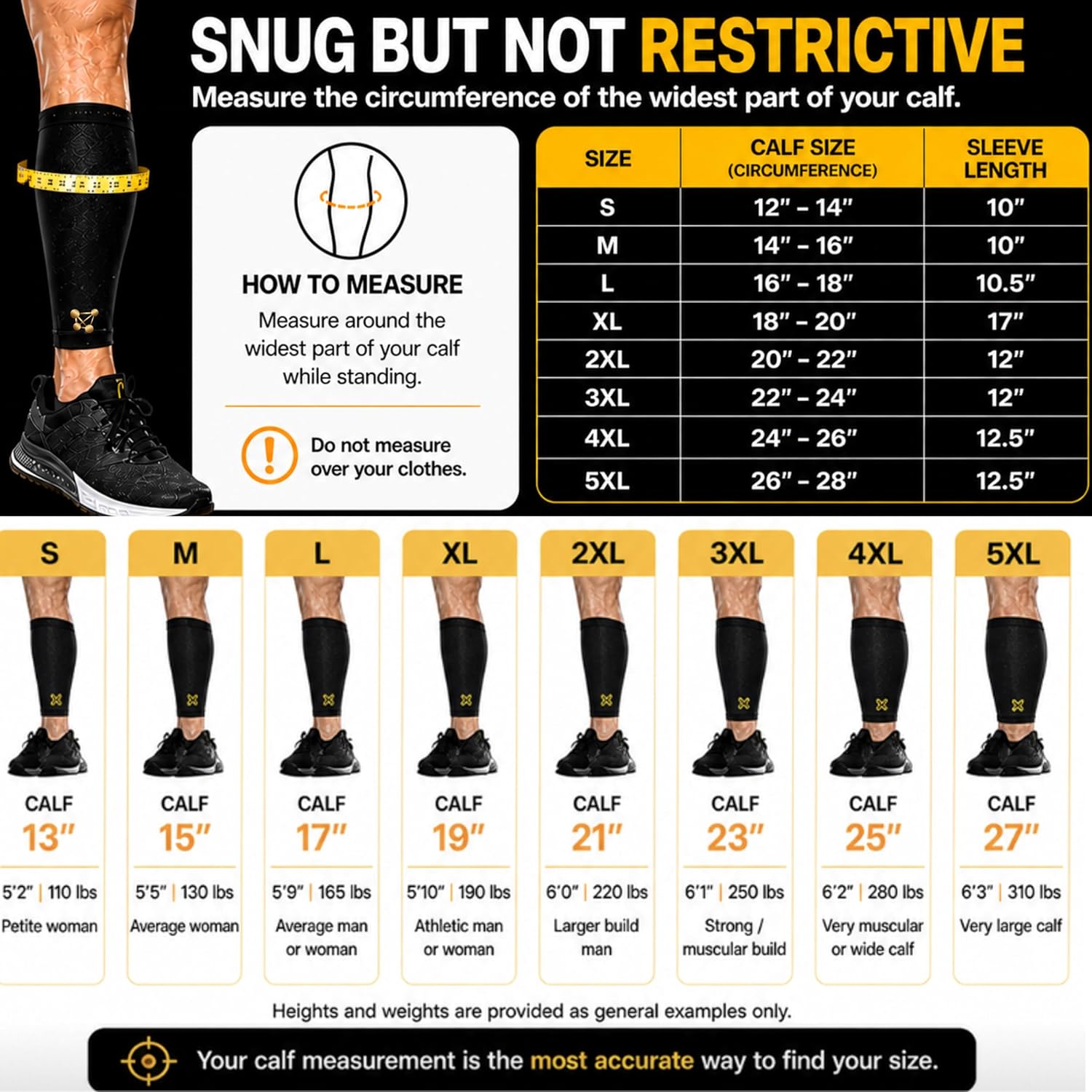 Calf Compression Sleeve for Men & Women, 20–30mmHg Leg Support for Shin Splints

