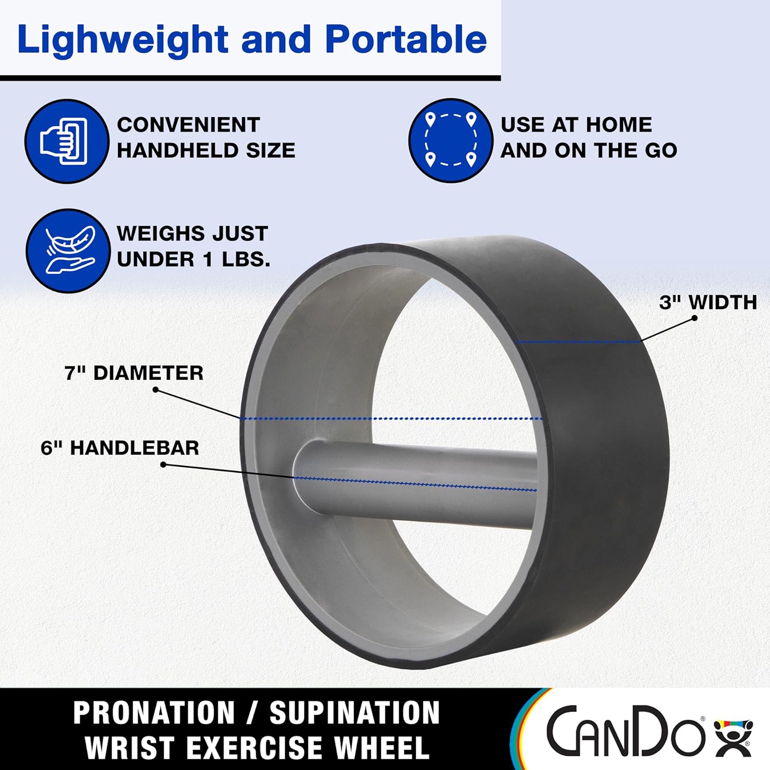 CanDo Pronation Supination Wrist Exercise Wheel for Forearm Rehab

