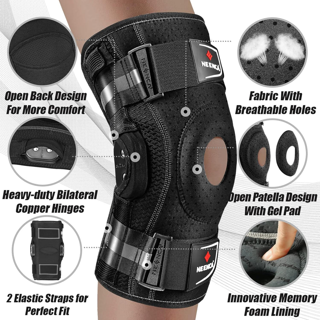 NEENCA Hinged Knee Brace with Removable Side Stabilizers and Patella Gel Pad

