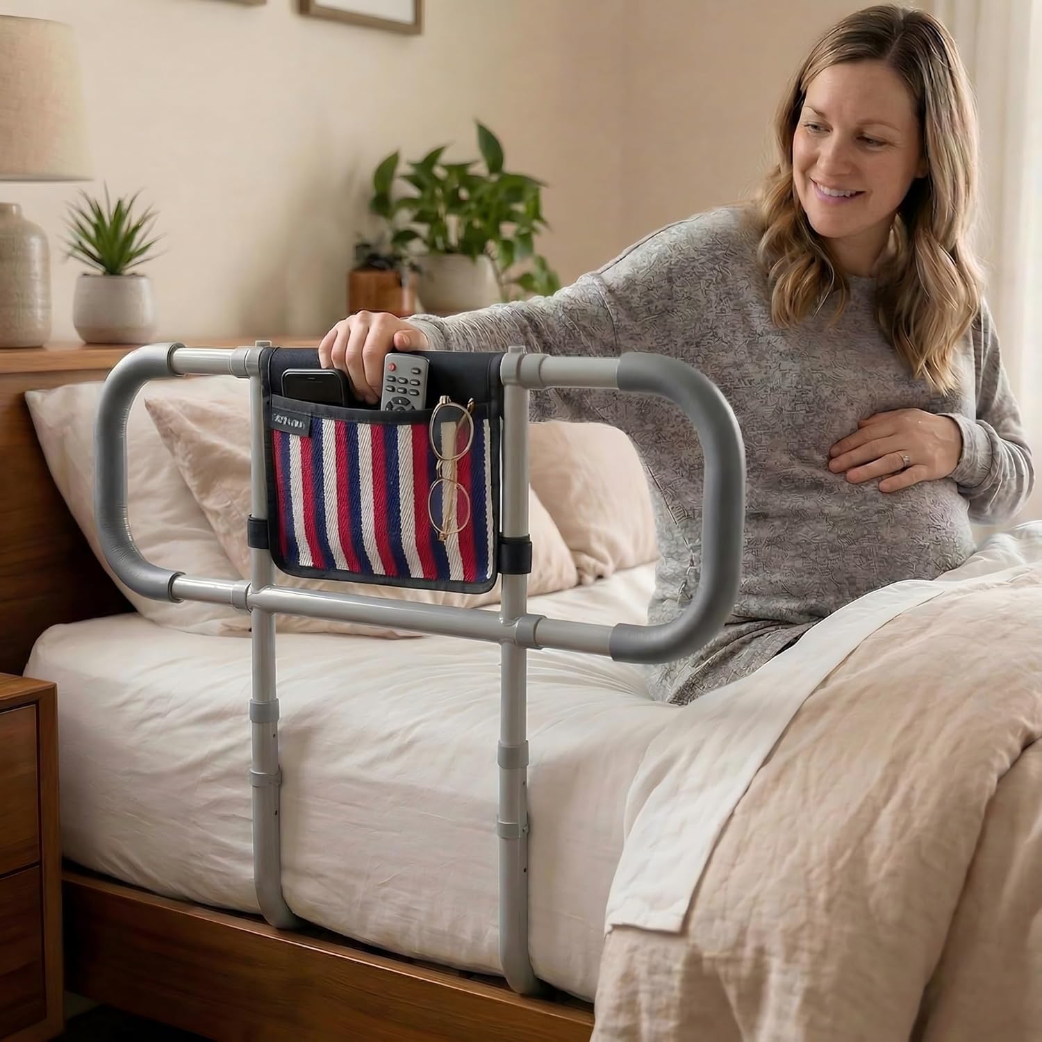 Bed Safety Assist Handle for Seniors, Adjustable Grab Bar, 350 lb Load

