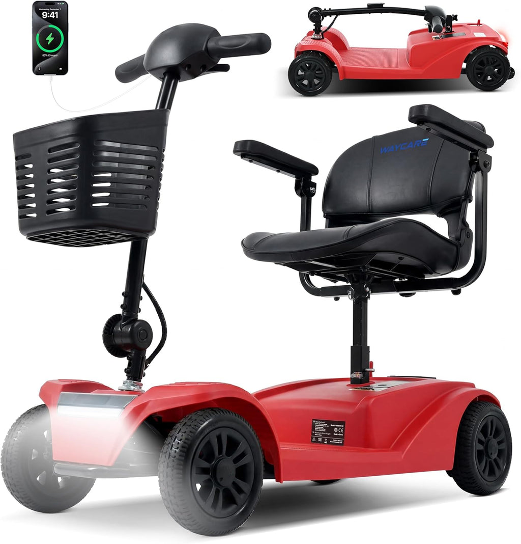 WayCare 15-Mile Long Range Electric Mobility Scooter, 300 lb Capacity, Foldable

