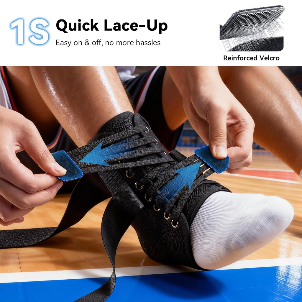 SOLOEVER Ankle Brace for Sprains, Adjustable Lace-Up Stabilizer with Side Support

