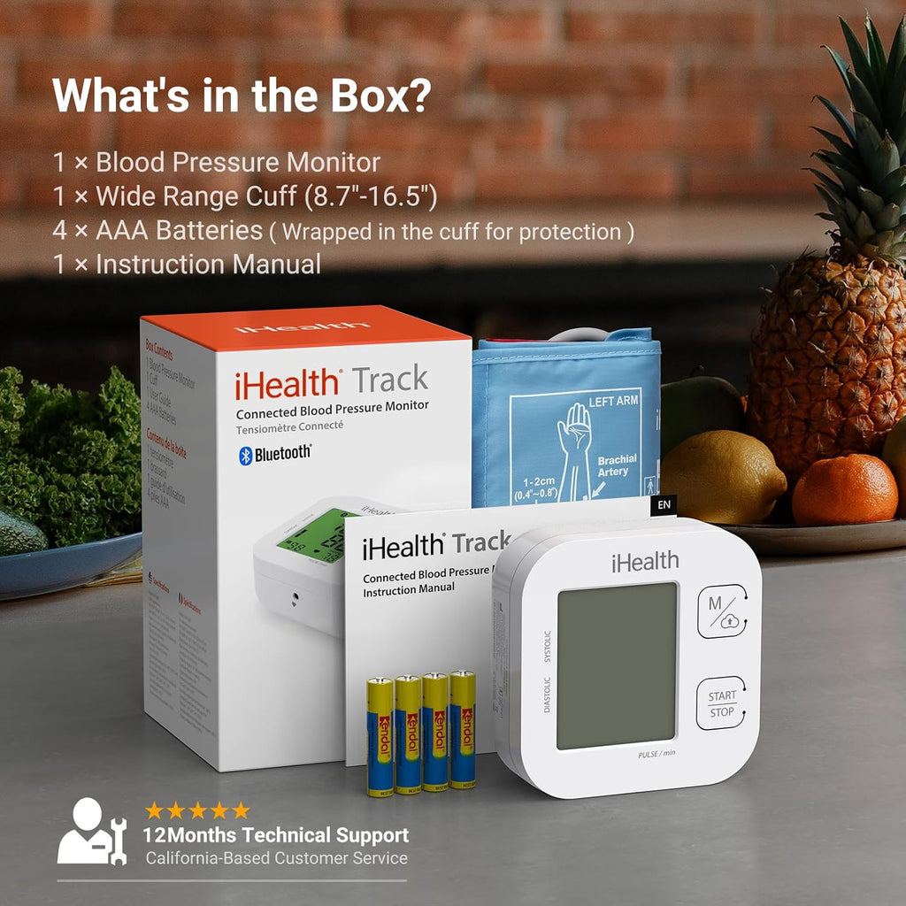 iHealth Track smart upper arm blood pressure monitor with wide range Bluetooth cuff

