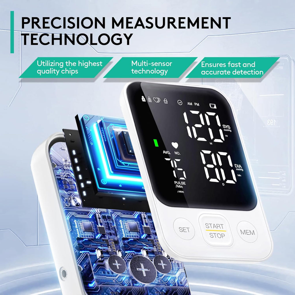 Oklar Upper Arm Blood Pressure Monitor Home BP Machine One-Button Large LED Display

