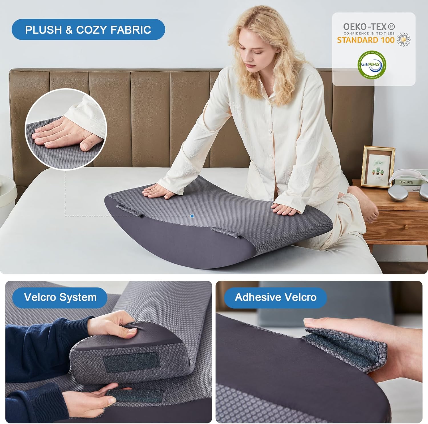 Orthopedic Bed Wedge Pillow Set for Neck Back Leg Support, Memory Foam

