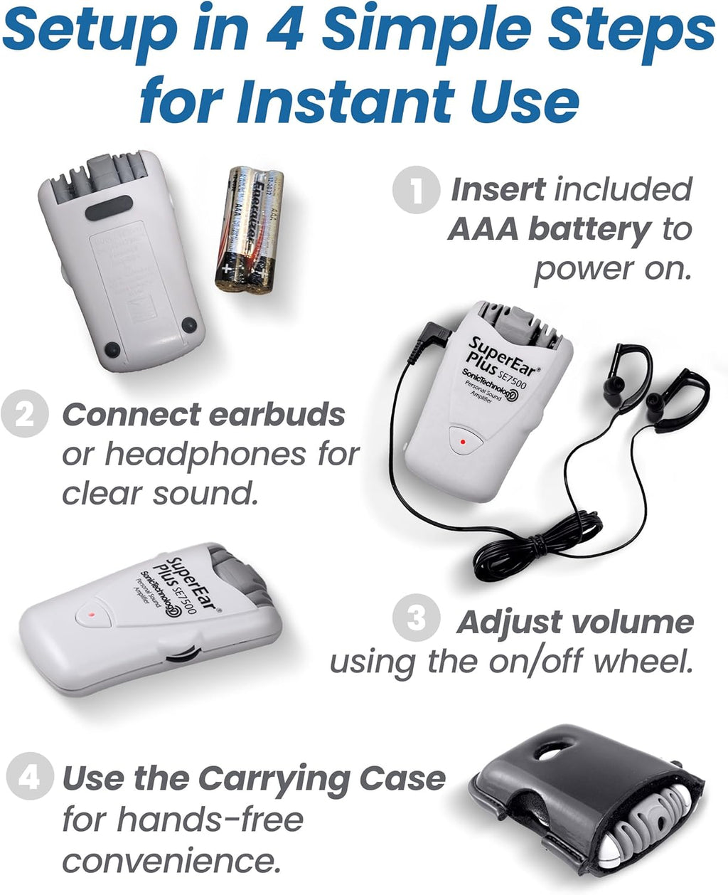 SuperEar SE7500 Personal Sound Amplifier for Seniors, 50 dB Ambient Sound Boost

