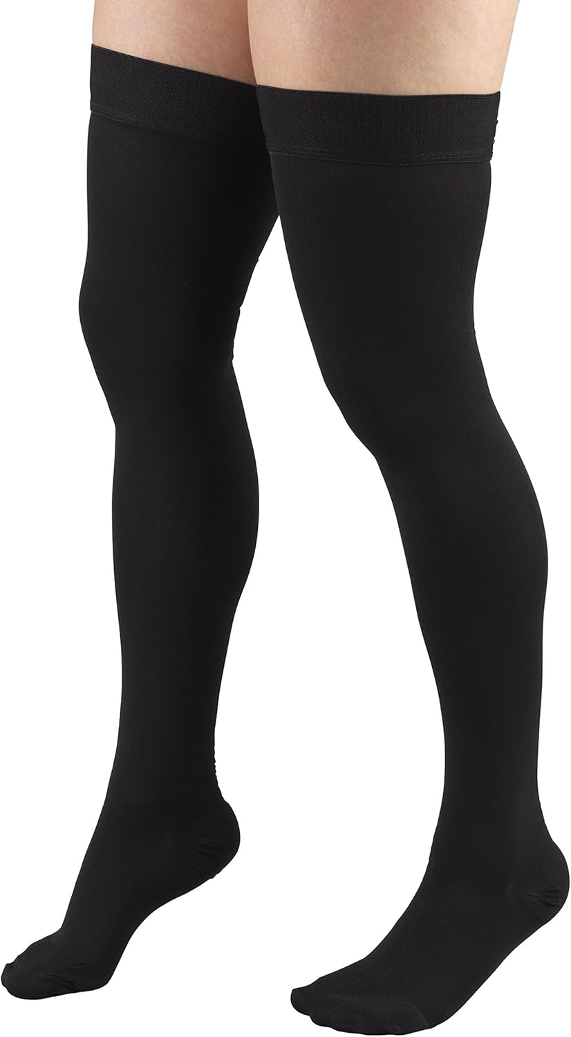 Truform 20-30 mmHg Compression Stockings, Thigh High Dot Top Closed Toe


