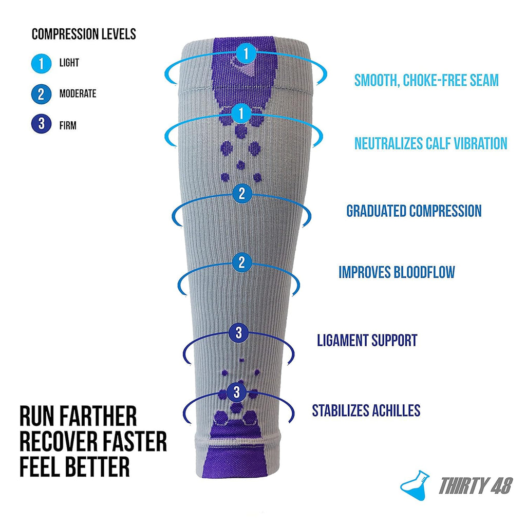 Thirty48 Graduated Calf Compression Sleeves 15-20 and 20-30 mmHg

