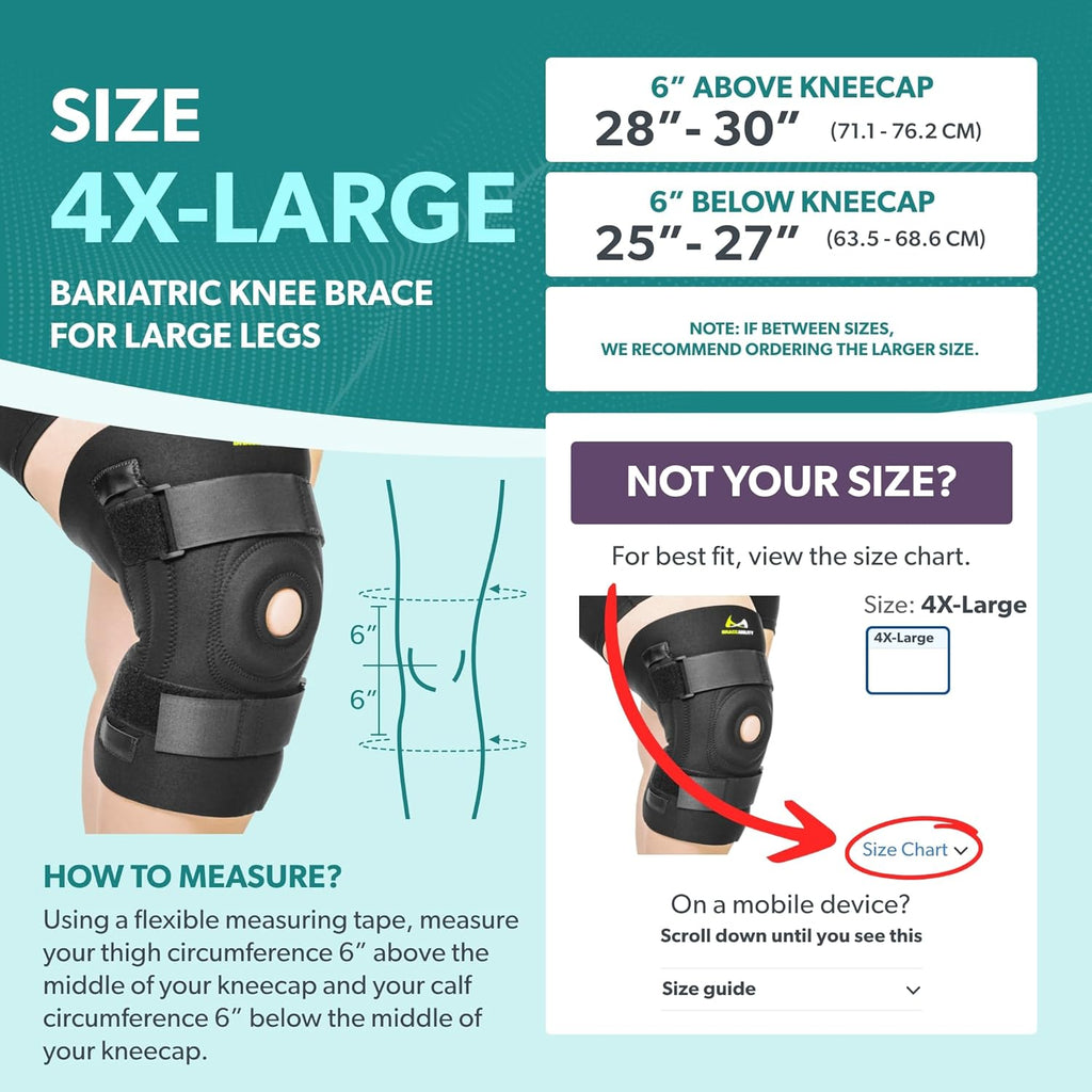 BraceAbility Bariatric Knee Brace with Side Stabilizers for Arthritis and Patellar Tendonitis

