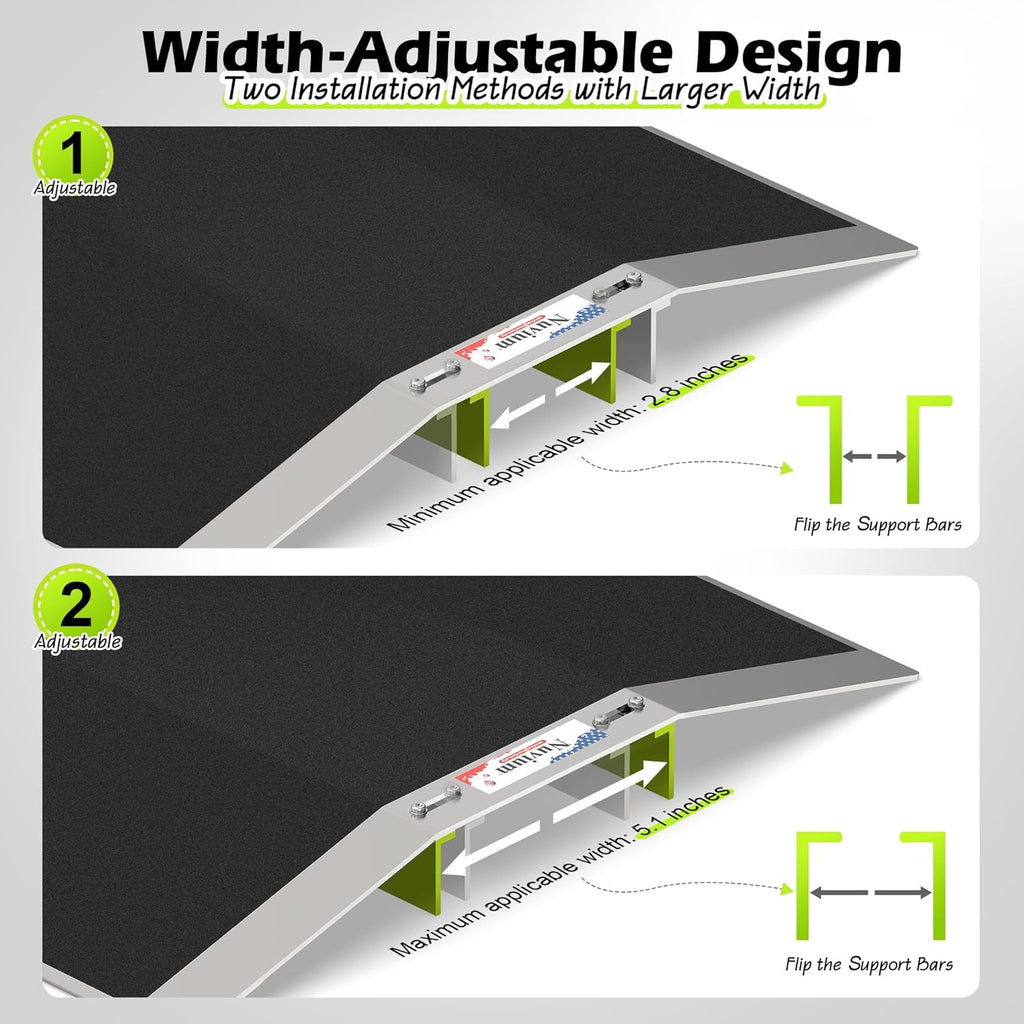 Nuvium Bridge Threshold Ramp for Doorways, Adjustable Non-Slip Aluminum Wheelchair

