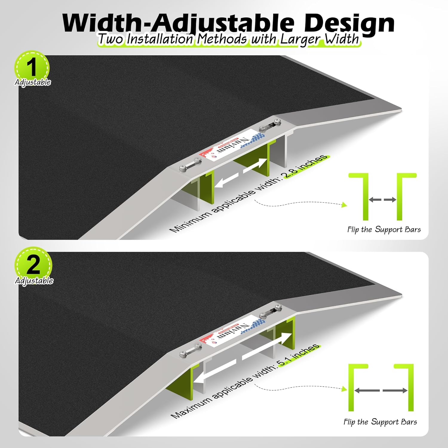 Nuvium Bridge Threshold Ramp for Doorways, Adjustable Non-Slip Aluminum Wheelchair

