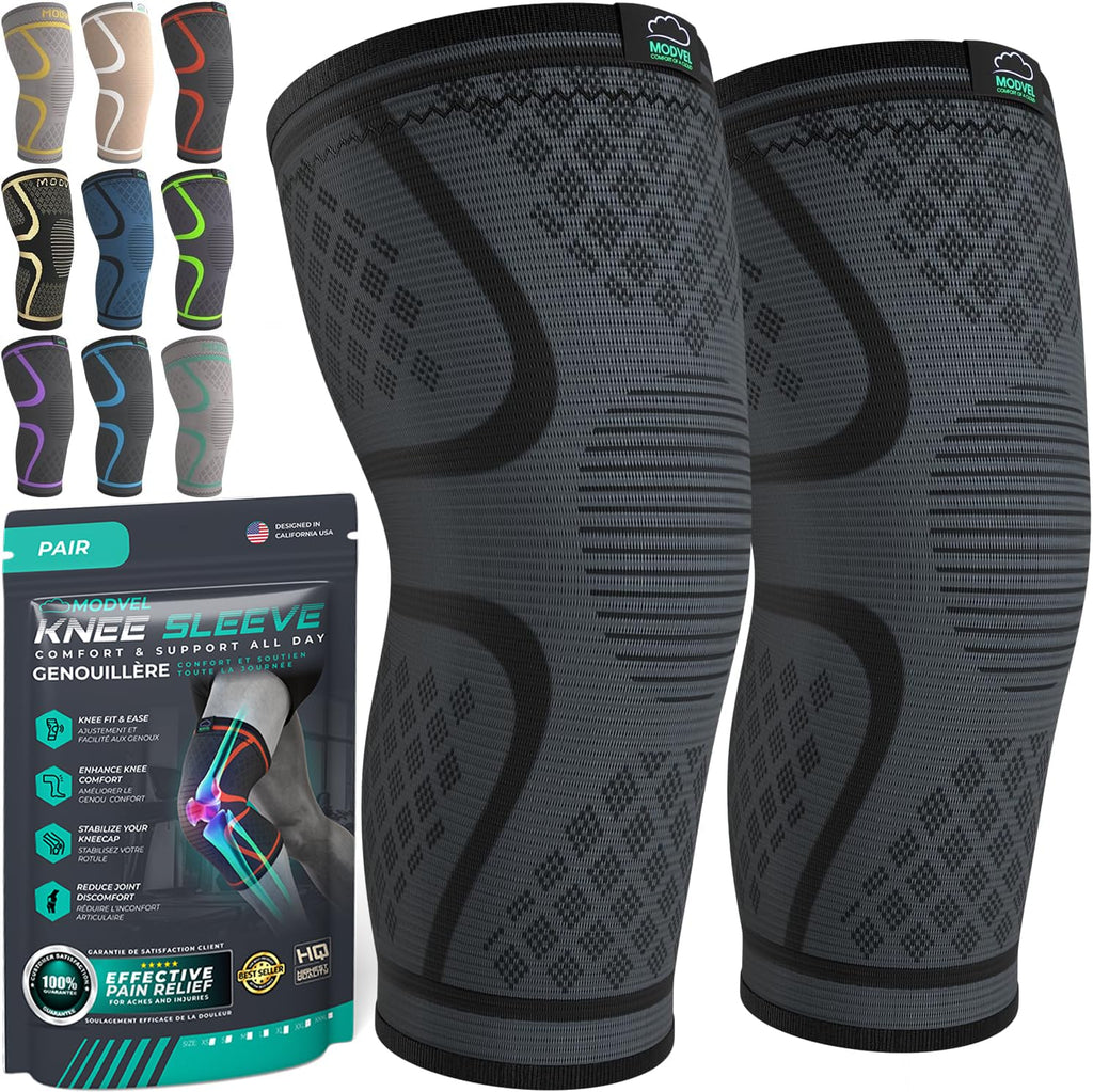 Modvel Compression Knee Brace for Meniscus Tear, ACL, Arthritis Relief, 2-Pack

