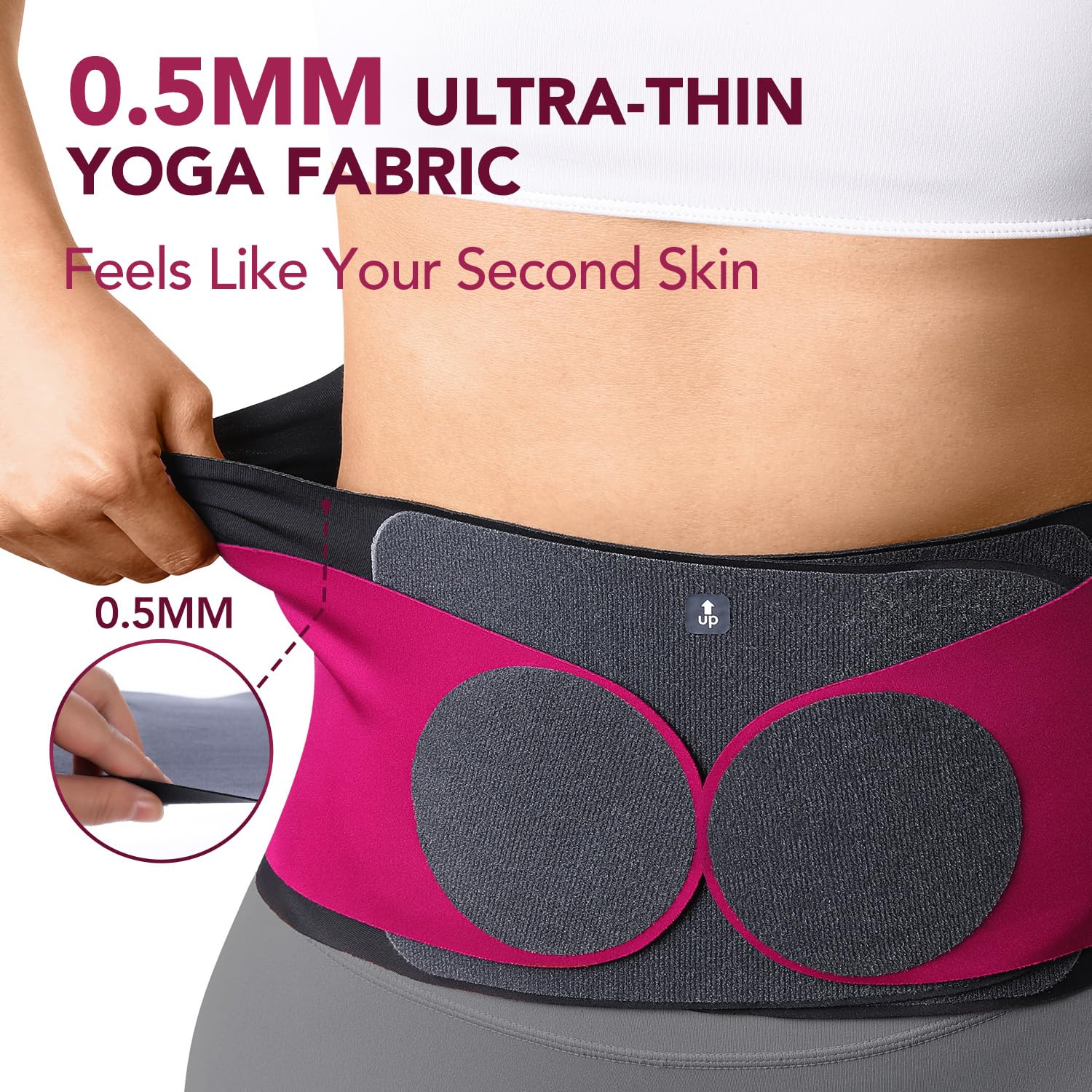 Fitomo Ultra Thin Back Brace for Lower Back Support, Seamless Yoga Fabric

