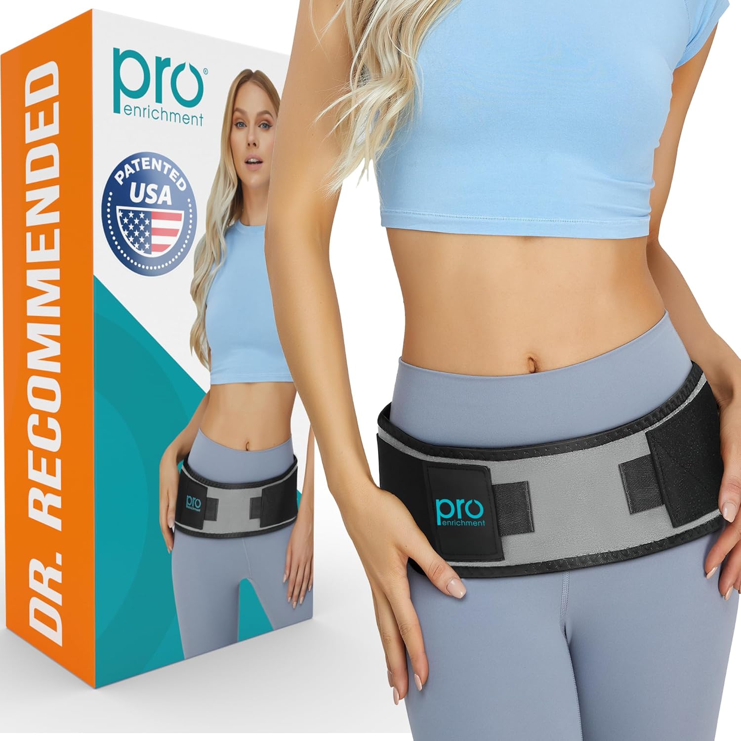 Pro Enrichment Sacroiliac SI Joint Belt, Adjustable Pelvic Lower Back Support Brace

