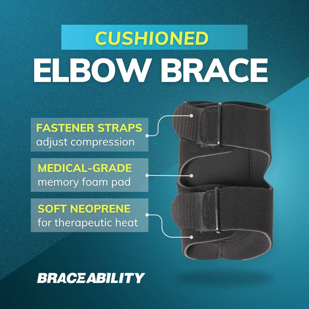BraceAbility Bursitis Elbow Pad Brace Compression Arm Sleeve with Padded Support

