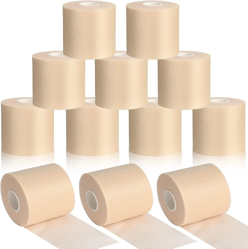 Sumind 12 Rolls Non-Adhesive Foam Pre Wrap Athletic Tape Underwrap for Sports

