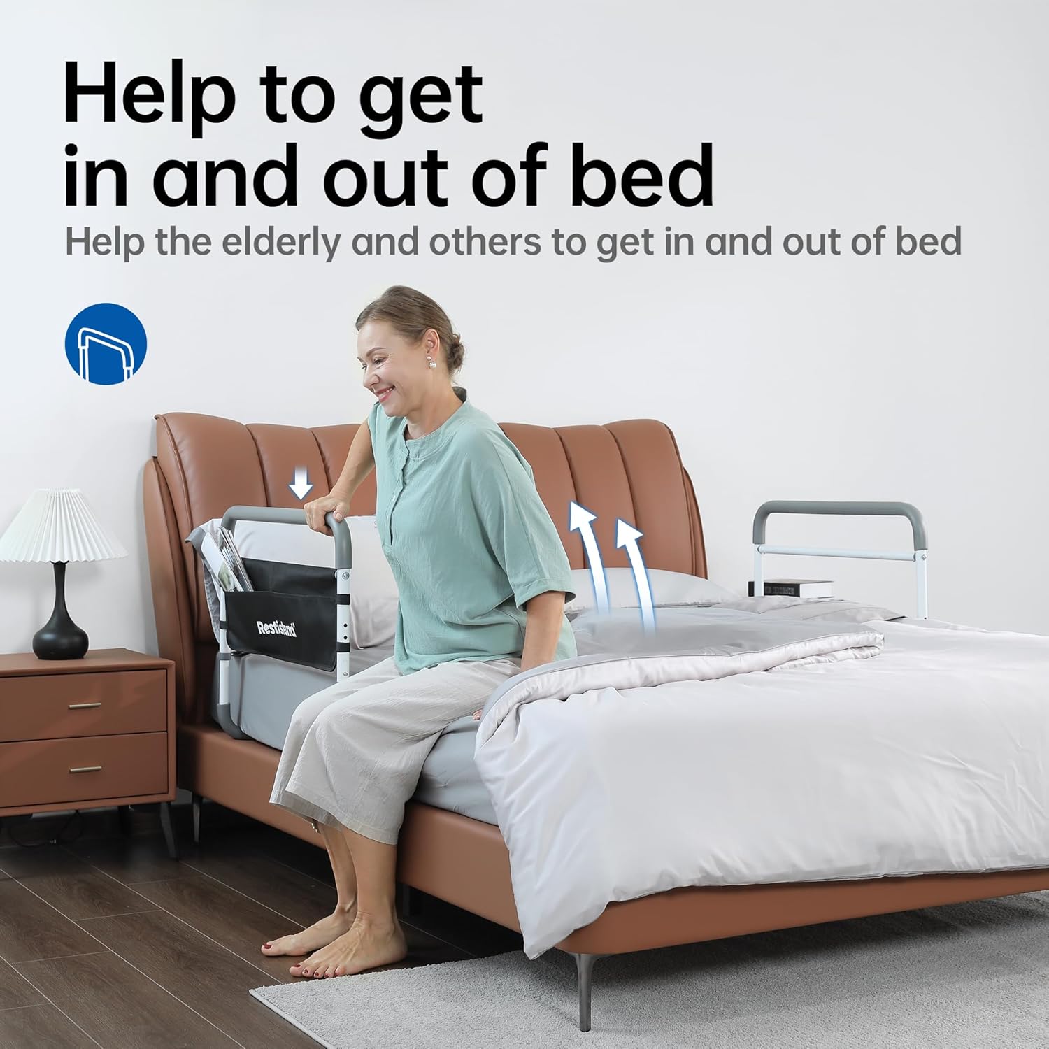 Dual Bed Side Hand Rail Adjustable Bed Assist for Seniors, Elderly, Hospital Use


