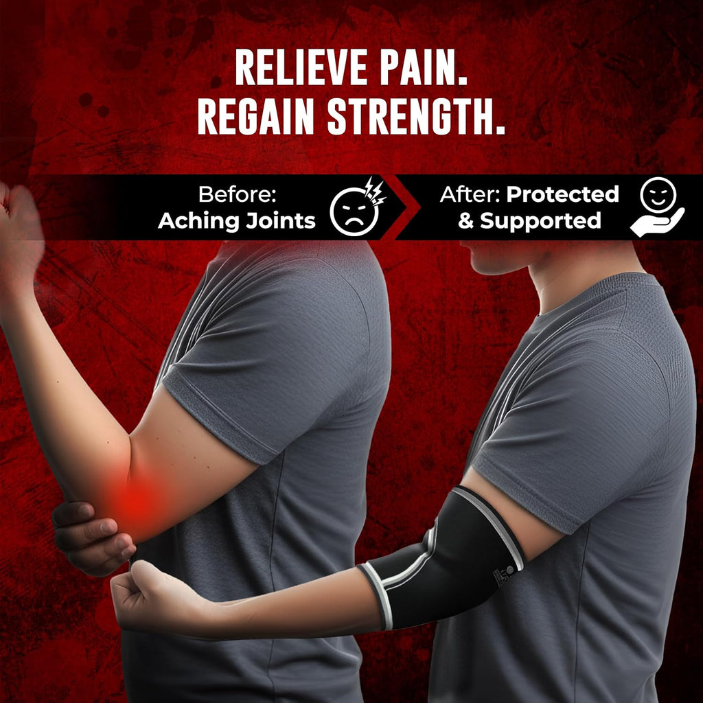 Nordic 5mm Neoprene Elbow Sleeves for Weightlifting Support & Compression, Pair

