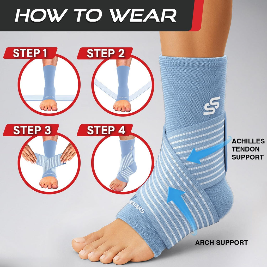 Sleeve Stars Ankle Brace Compression Sleeve with Removable Strap for Sprains


