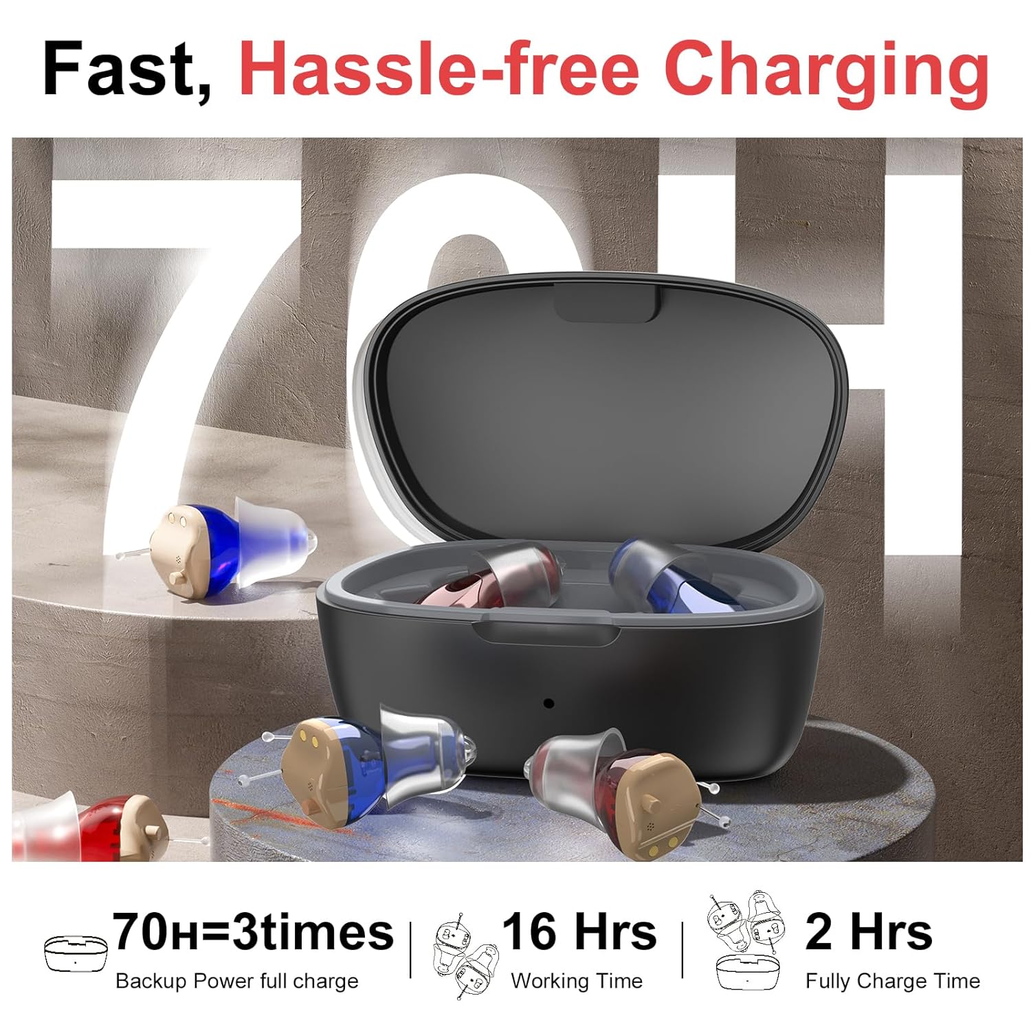 MEIMOUSE Rechargeable Hearing Aids for Seniors, In-Ear Noise Canceling with Volume

