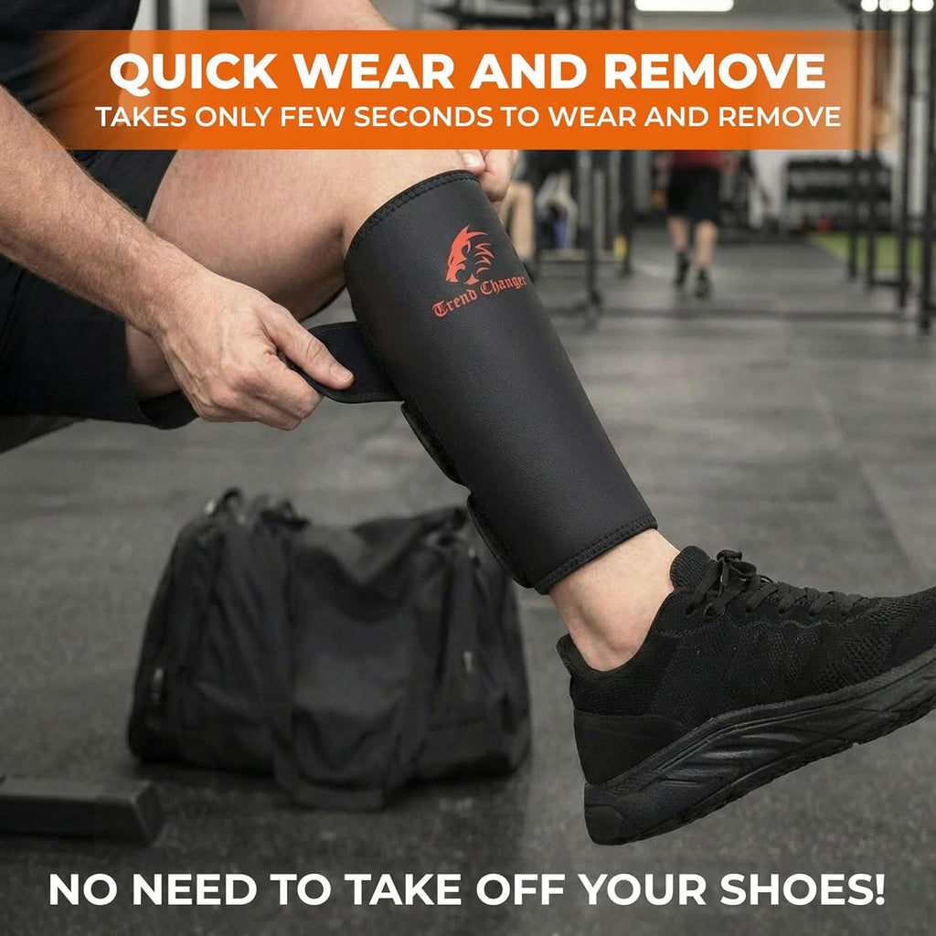 Trend Changer Neoprene Weightlifting Shin Guards with Calf Support Brace, Pair

