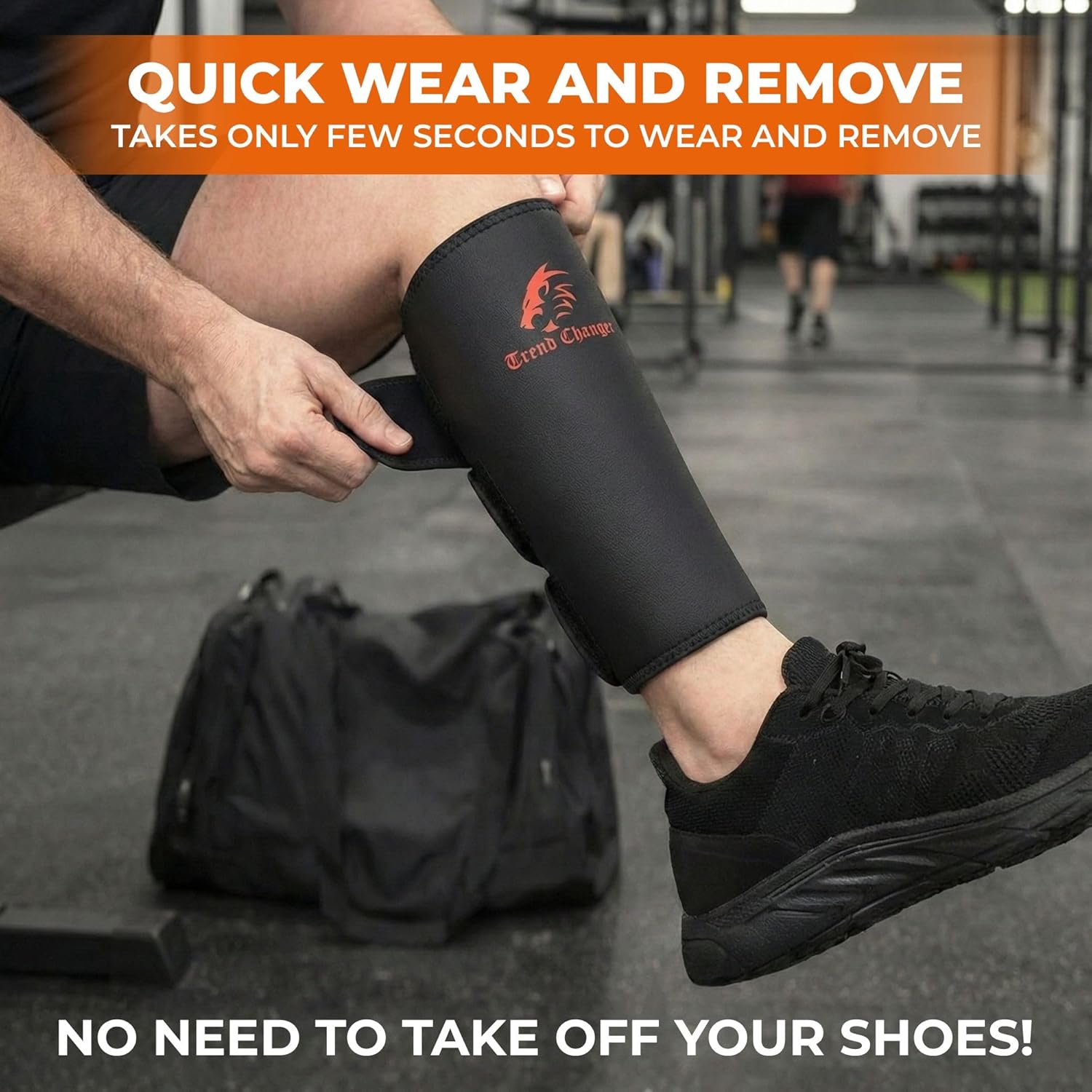 Trend Changer Neoprene Weightlifting Shin Guards with Calf Support Brace, Pair

